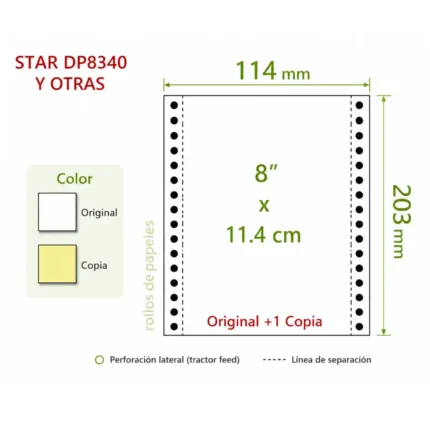 Papel para impresora Star DP8340