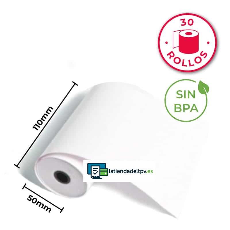 rollos-papel-termico-110x50x12-sin-bisfenol-30-rollos-LTDR.jpg 30 Rollos Papel Térmico 110x50x12 Sin Bisfenol A - Imagen 1