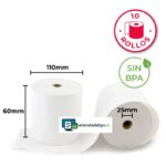 10 Rollos Papel Térmico 60x110x25 Sin Bisfenol A