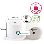 60 Rollos Papel Térmico 60x80x40 para Balanzas MARQUÉS