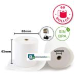 60 Rollos Papel Térmico 62x85x40 para Balanzas MARQUÉS