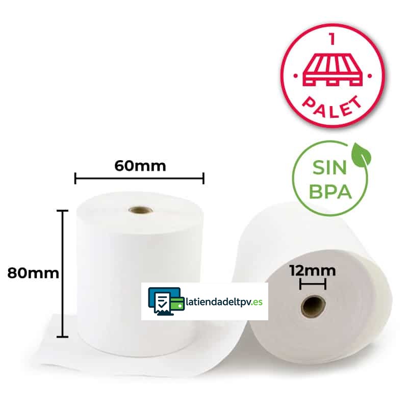 rollos-papel-termico-80x60x12-sin-bisfenol-1-palet-LTDR.jpg 4000 Rollos Papel Térmico 80x60x12 PALET COMPLETO - Imagen 1