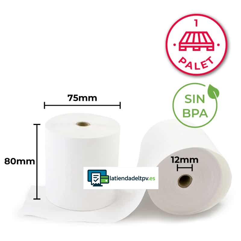 rollos-papel-termico-80x75x12-sin-bisfenol-1-palet-LTDR.jpg 3000 Rollos Papel Térmico 80x75x12 PALET COMPLETO - Imagen 1