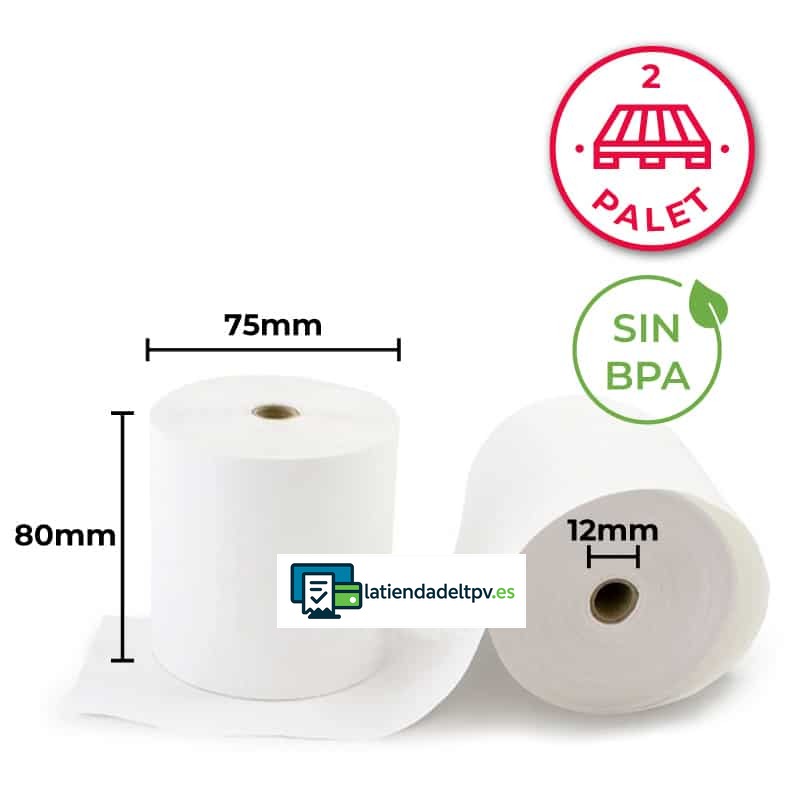 rollos-papel-termico-80x75x12-sin-bisfenol-2-palet-LTDR.jpg 6000 Rollos Papel Térmico 80x75x12 2 PALETS COMPLETOS - Imagen 1