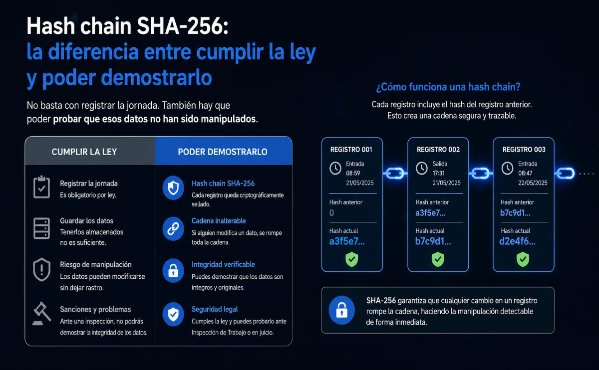 Hash chain SHA-256: la diferencia entre cumplir la ley y poder demostrarlo