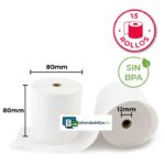 15 Rollos Papel Térmico 80x80x12 Sin Bisfenol A