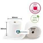 120 Rollos Papel Térmico 80x80x12 Sin Bisfenol A