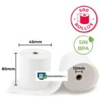 500 Rollos Papel Térmico 80x45x12 Sin Bisfenol A