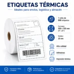 Rollo de 500 etiquetas térmicas 100 x 150 mm resistentes